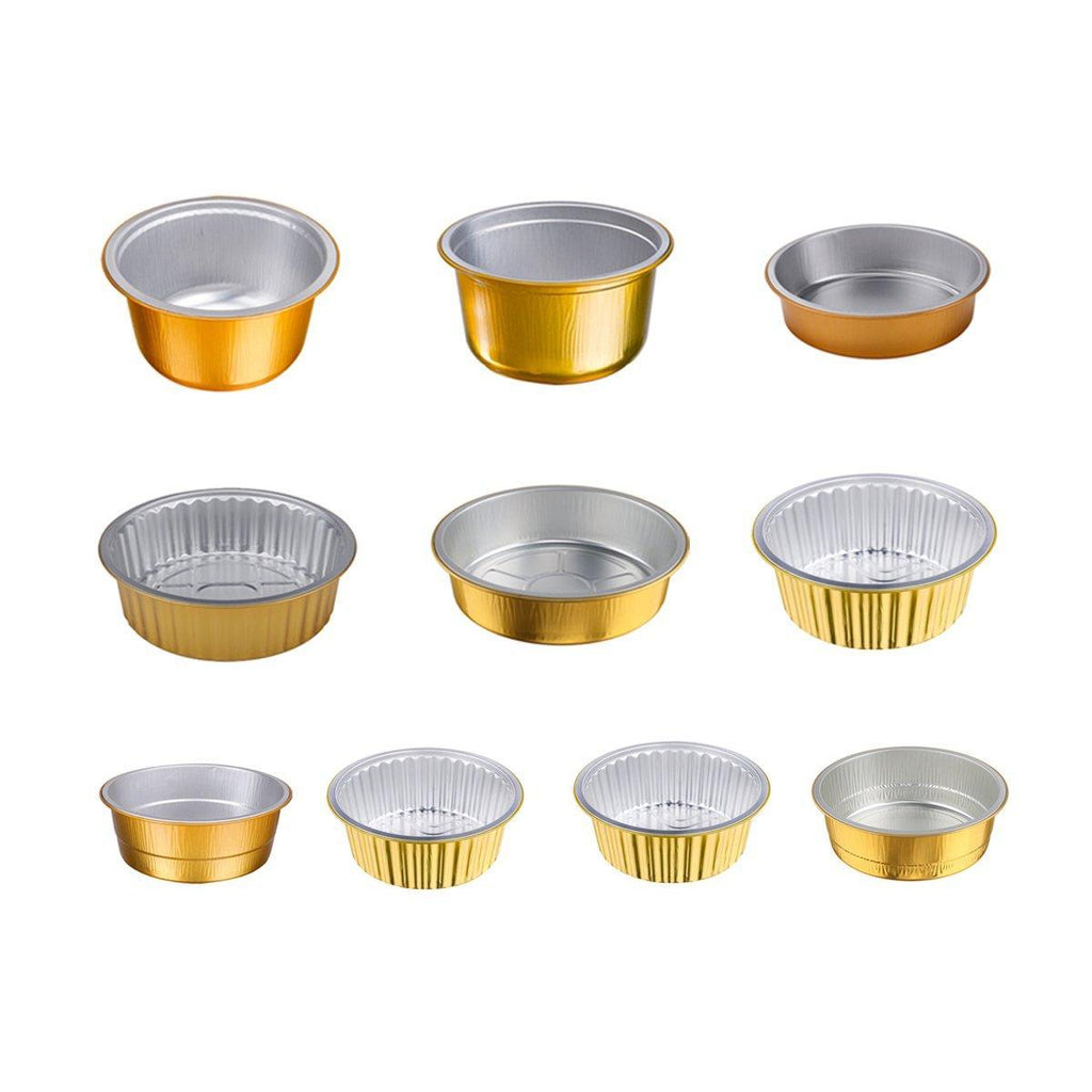 50PCS Thickened Round Aluminum Foil Containers with Plastic Lids - 620ml