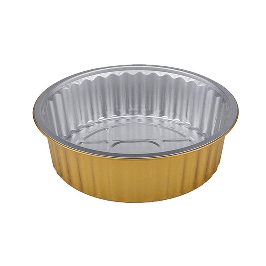 50PCS Thickened Round Aluminum Foil Containers with Plastic Lids - 620ml
