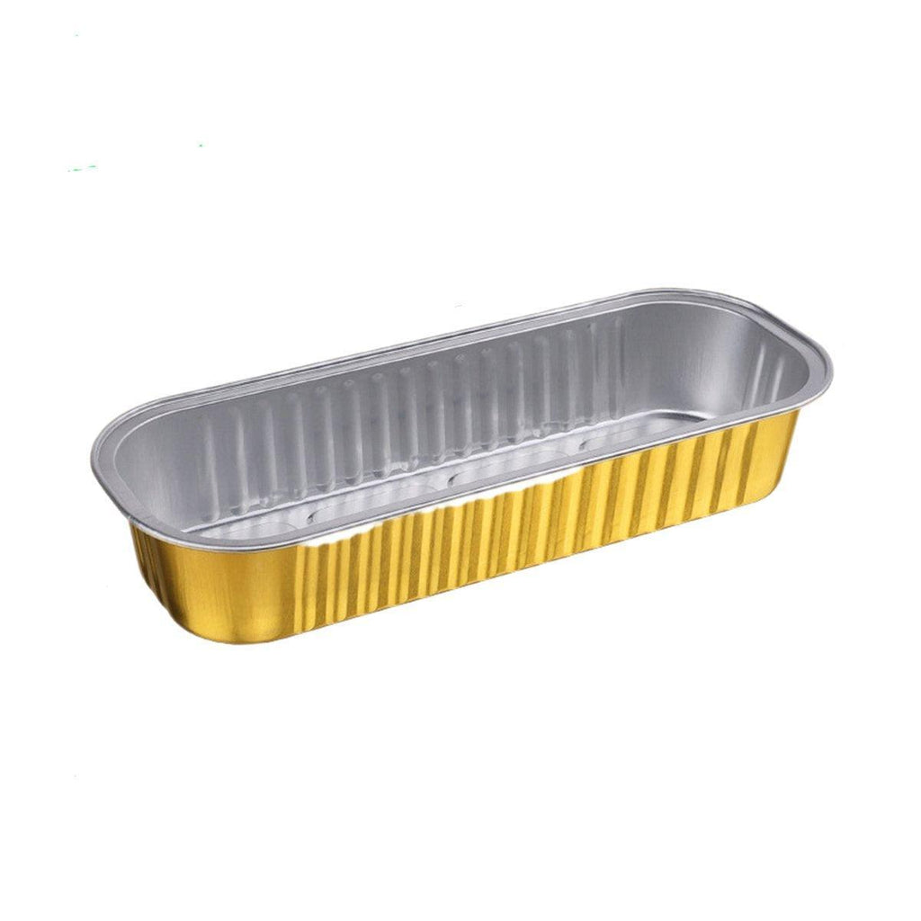 50 PCS Thickened Foil Box with Plastic Lid Rectangular Aluminum Foil - 580ml