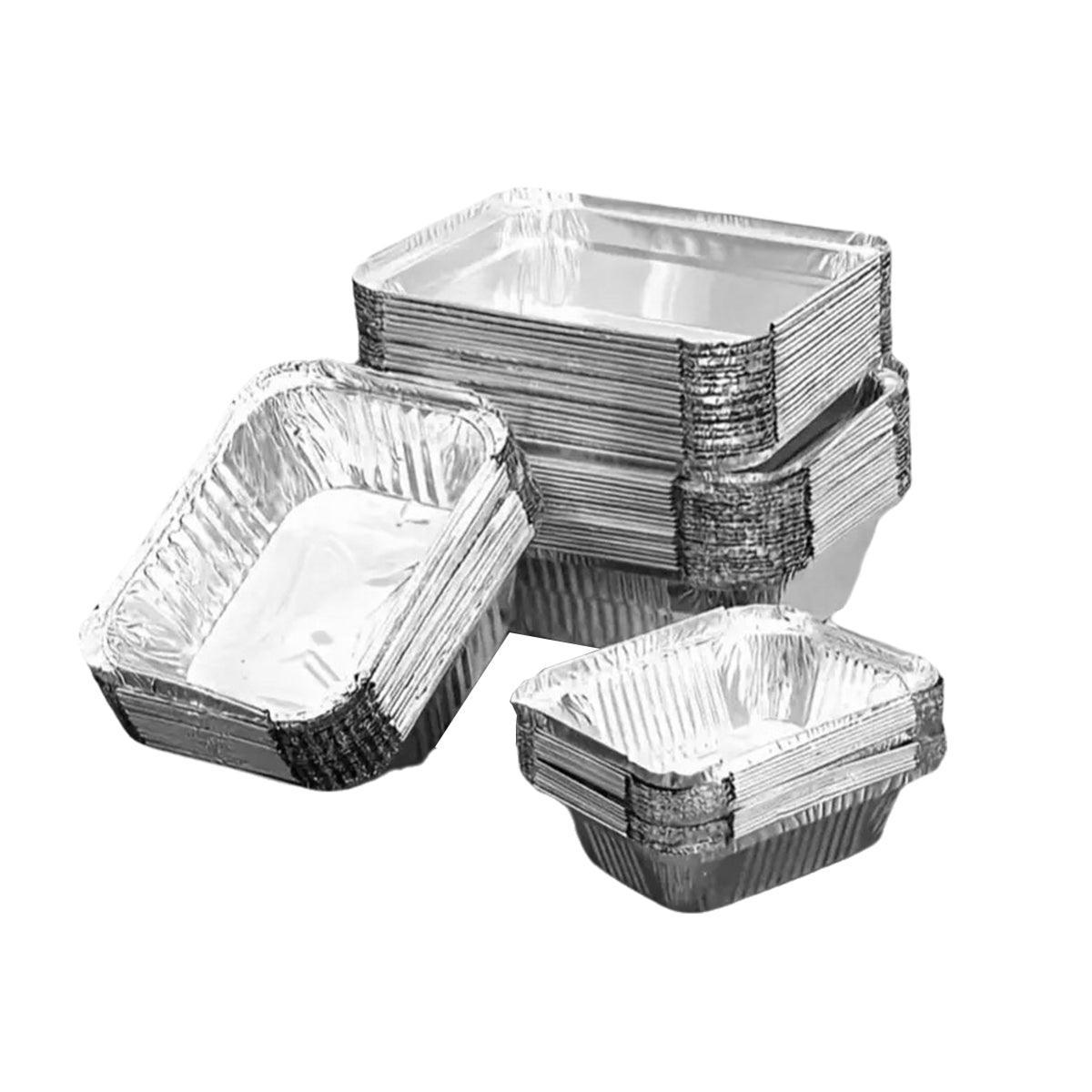 125PCS Disposable Quadrate Tin Foil Pans Oven Grill Safe Non-Stick Baking Trays - 125pcs-600ml