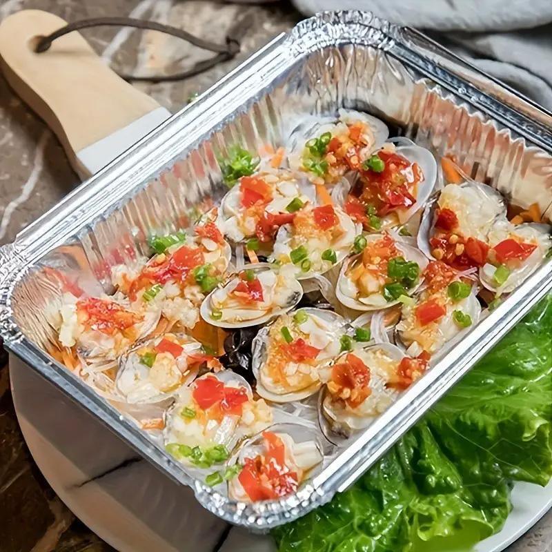125PCS Disposable Quadrate Tin Foil Pans Oven Grill Safe Non-Stick Baking Trays - 125pcs-600ml