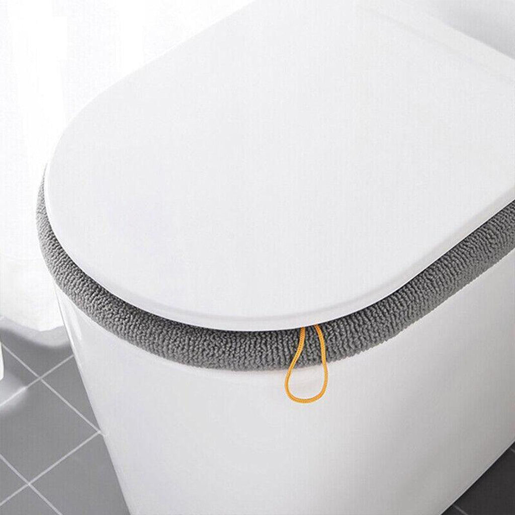 Soft Toilet Seat Bathroom Washable Warmer Cushion Mat Cover Pad Hook New Lid  Au - Grey