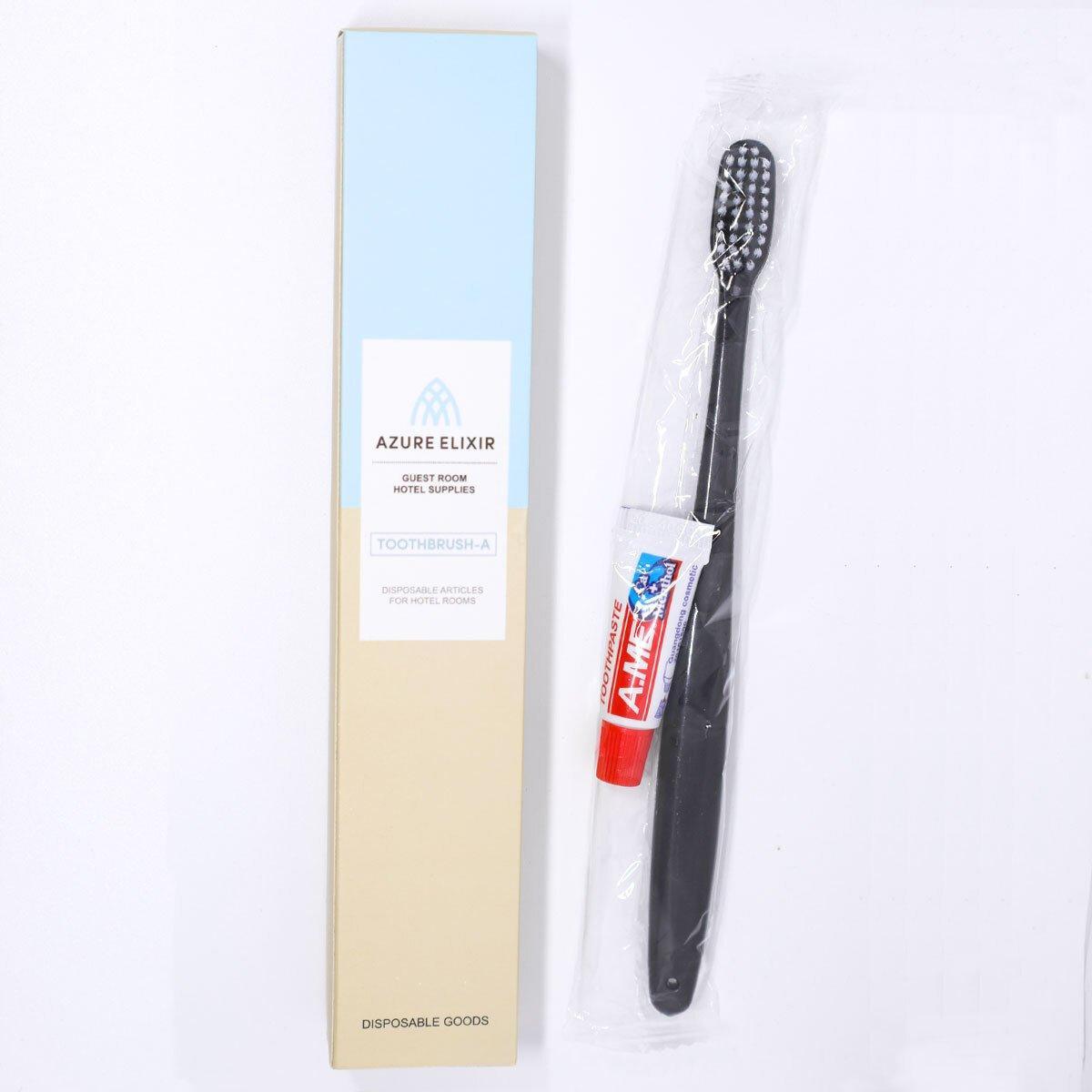 Star Hotel Toiletries Toothbrush and Toothpaste Set for Guesthouse Travel Use - A