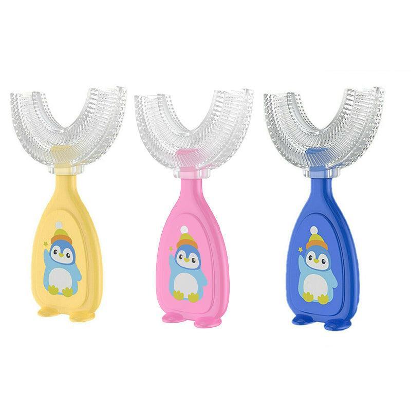 U-Shaped Silicone Toothbrush 360 Degree Design for Gentle Oral Care L Size - Blue