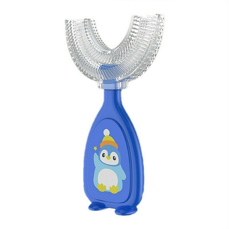 U-Shaped Silicone Toothbrush 360 Degree Design for Gentle Oral Care L Size - Blue