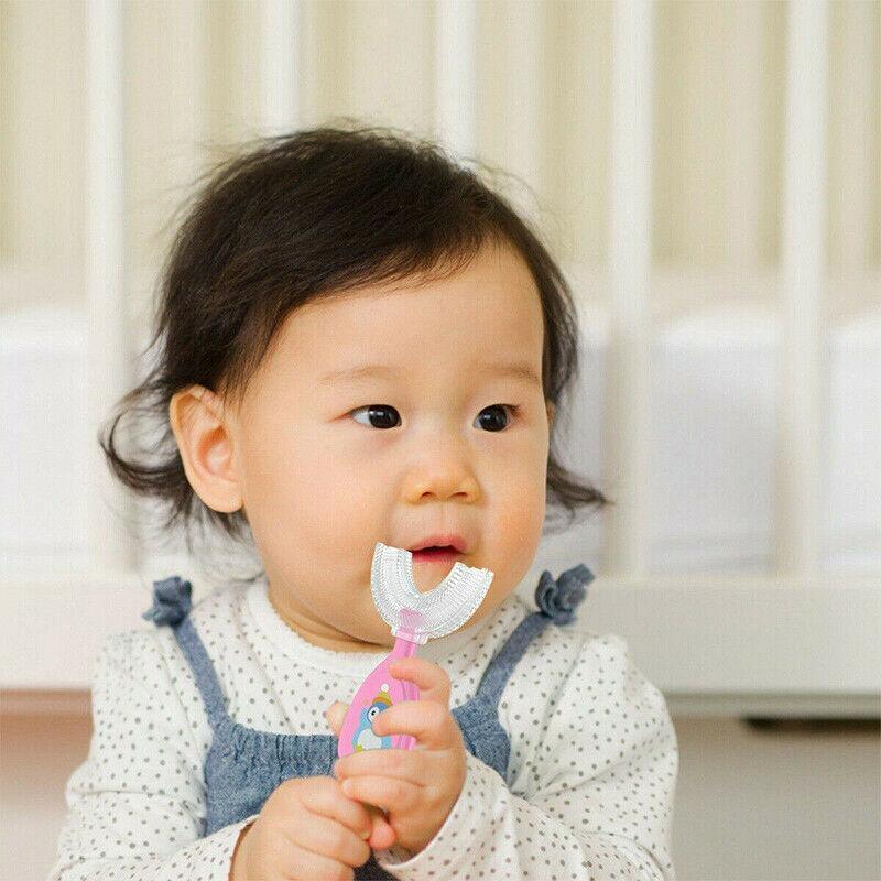 U-Shaped Silicone Toothbrush 360 Degree Design for Gentle Oral Care L Size - Yellow