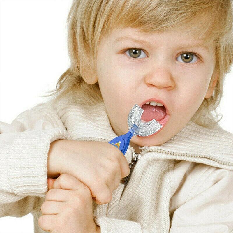 U-Shaped Silicone Toothbrush 360 Degree Design for Gentle Oral Care L Size - Yellow