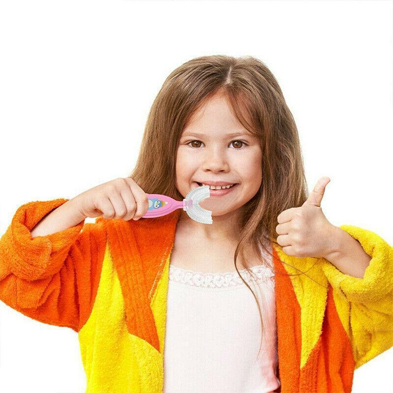 U-Shaped Silicone Toothbrush 360 Degree Design for Gentle Oral Care L Size - Yellow