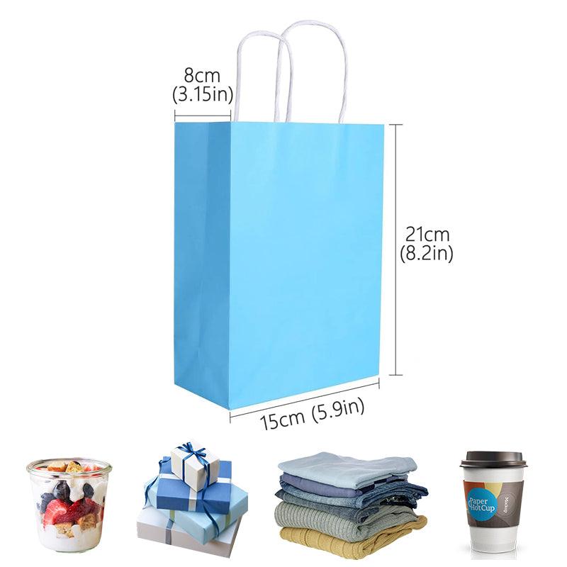 20pcs Small Kraft Paper Gift Bags with Handles for Shopping Party Favour - Pink