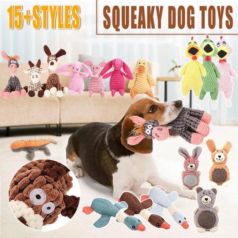 Squeaky Dog Toy Plush Chew Rope Pet Puppy Toys with Squeaker Crinkle for Teething - Brown Donkey