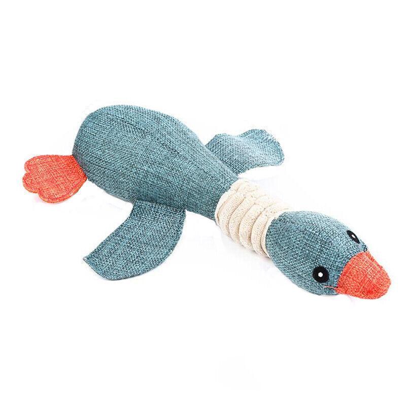 Squeaky Dog Toy Plush Chew Rope Pet Puppy Toys with Squeaker Crinkle for Teething - Grey Donkey
