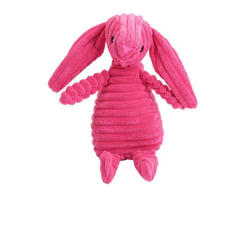 Squeaky Dog Toy Plush Chew Rope Pet Puppy Toys with Squeaker Crinkle for Teething - Grey Donkey