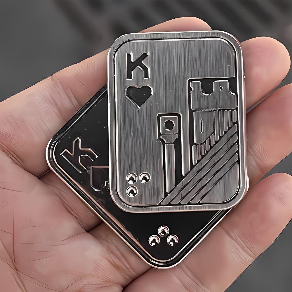 Magnetic Fidget Spinner Pop Coin Stress Relief Toy Three-Layer Sound Wave Design - Silver