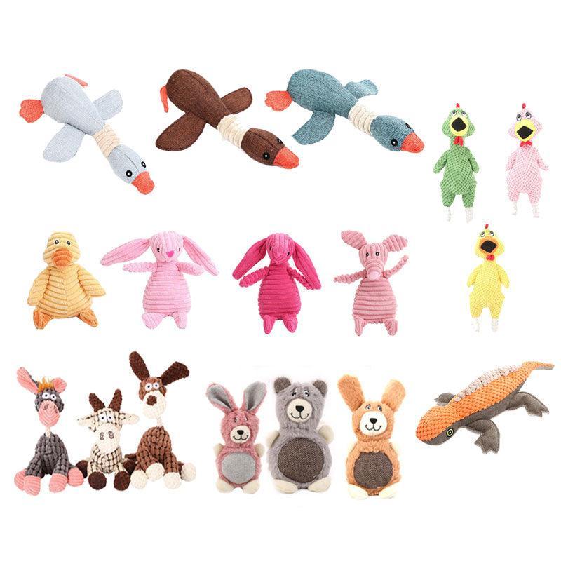 Squeaky Dog Toy Plush Chew Rope Pet Puppy Toys with Squeaker Crinkle for Teething - White Donkey