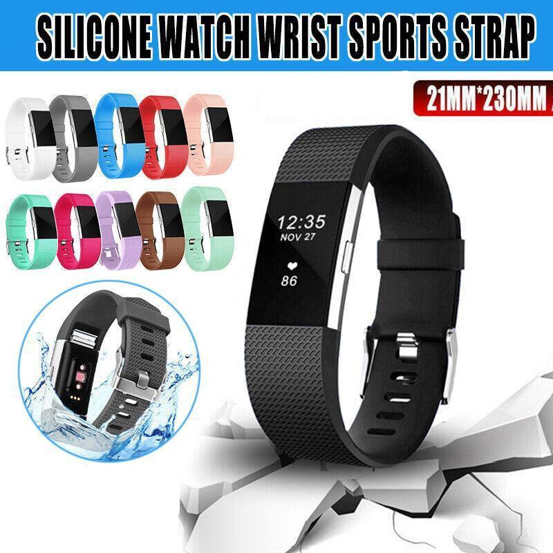 L Size Silicone Watch Wrist Sports Strap For Fitbit Charge Band Wristband Replacement - Rose Red