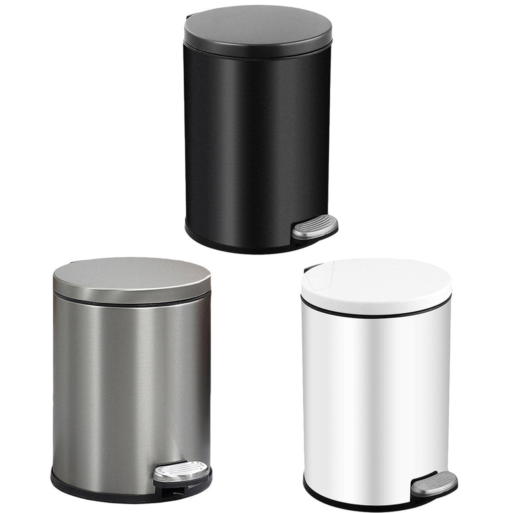 Trash Can Double Layer Foot Pedal Design with Lid Household Bin Kitchen Bathroom - Black