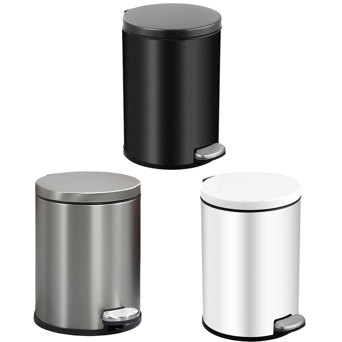 Trash Can Double Layer Foot Pedal Design with Lid Household Bin Kitchen Bathroom - Black