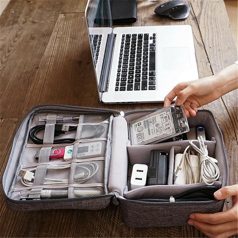 Cable Organizer Bag Charger USB Electronic Accessories Storage Travel Case - Grey