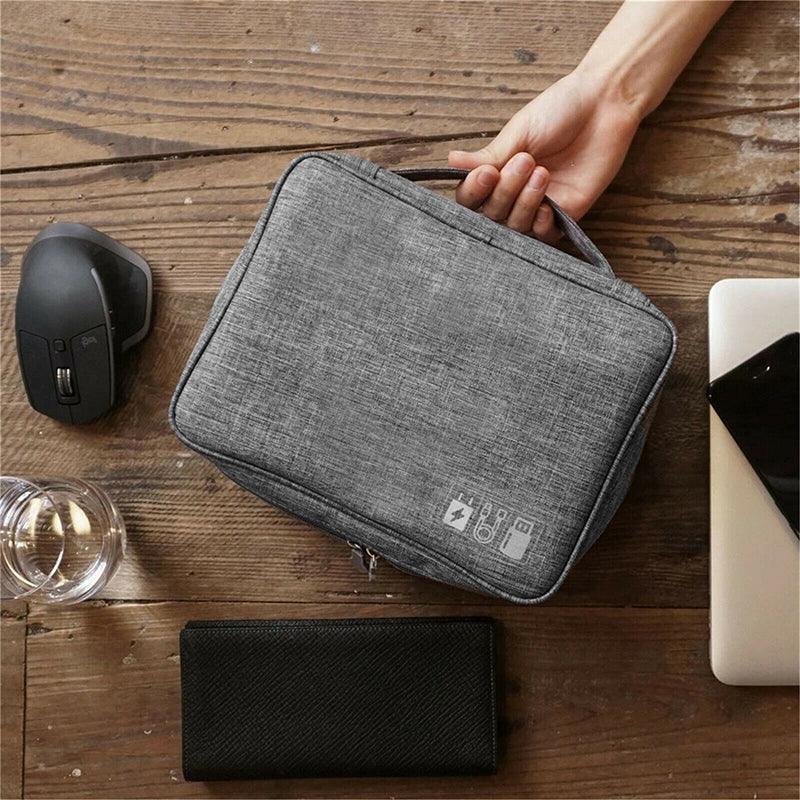 Cable Organizer Bag Charger USB Electronic Accessories Storage Travel Case - Navy
