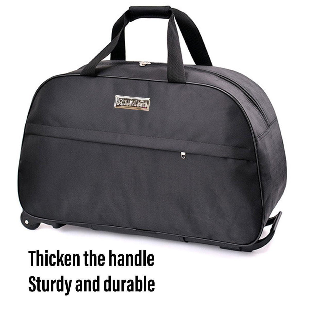 Wheeled Travel Duffle Trolley Bag Carry On Rolling Luggage Suitcase Tote Durable - Black-24in