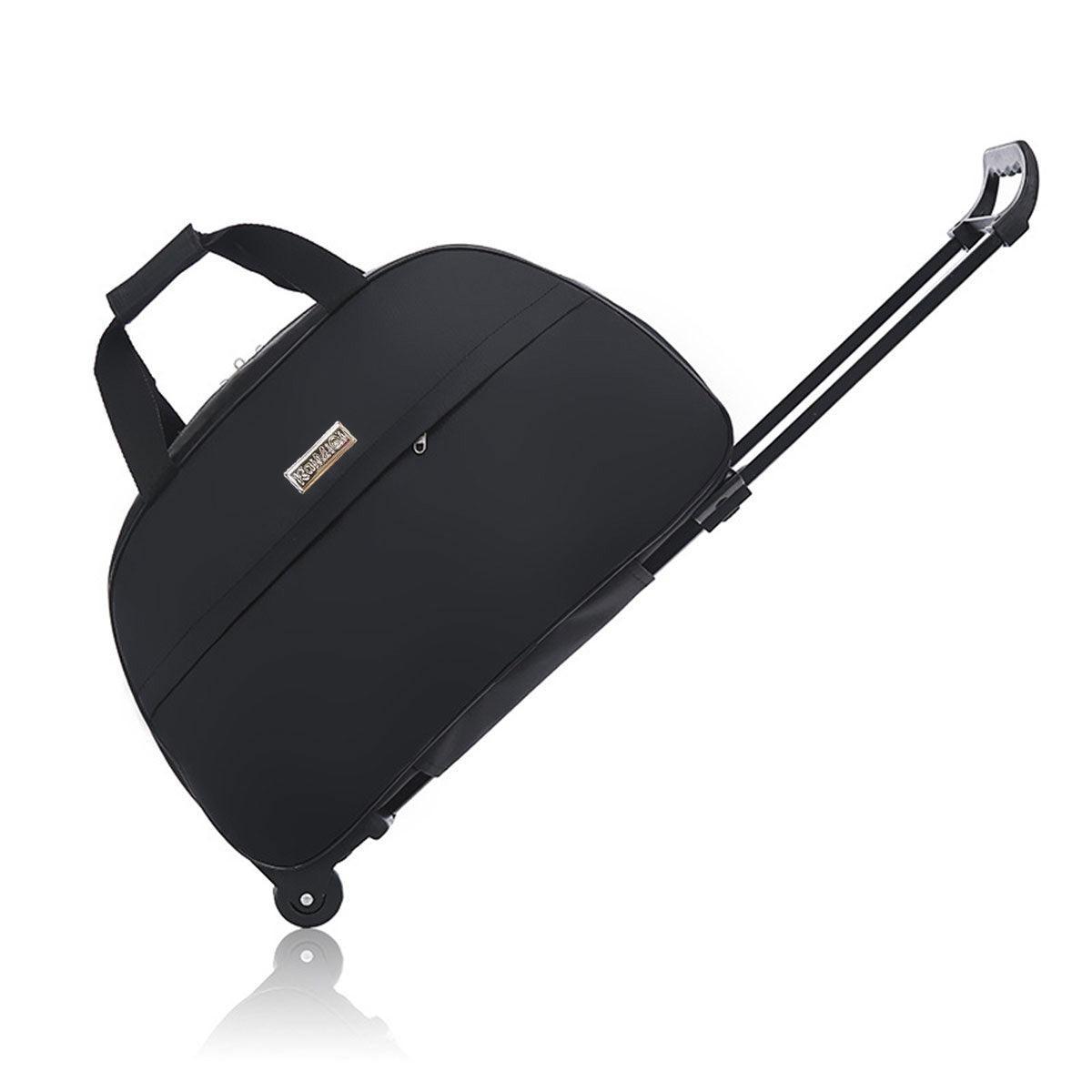 Wheeled Travel Duffle Trolley Bag Carry On Rolling Luggage Suitcase Tote Durable - Black-24in