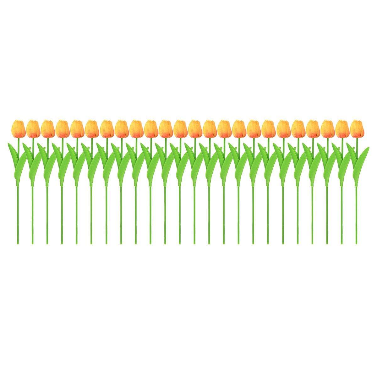 20PCS Real Touch Artificial Tulip Bouquet Fake Flowers for Home Wedding Decor - Pink