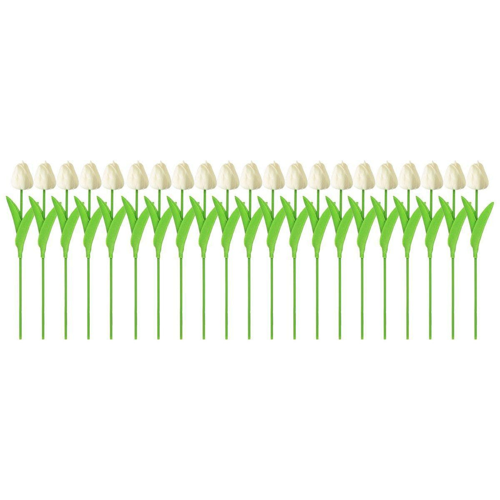 20PCS Real Touch Artificial Tulip Bouquet Fake Flowers for Home Wedding Decor - White
