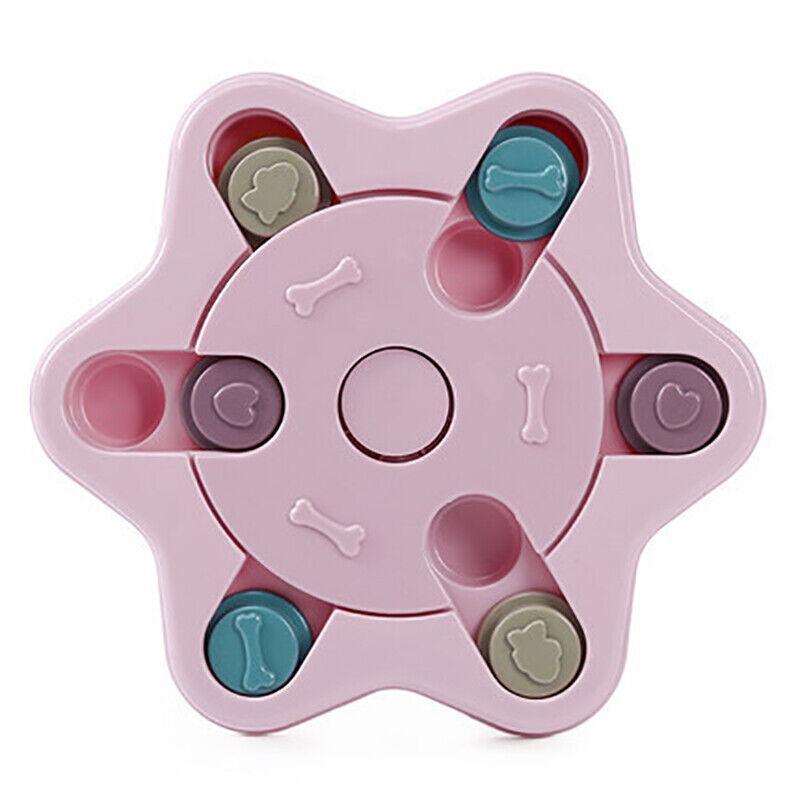 Dog Treat Dispenser Food Puzzle Toy Interactive Training Feeder Pet Supply Bowl - Hexagon-Blue