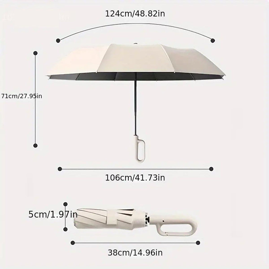 Automatic Folding UV Protection Umbrella Unisex Dual Purpose Rain Sun Umbrella - Grey