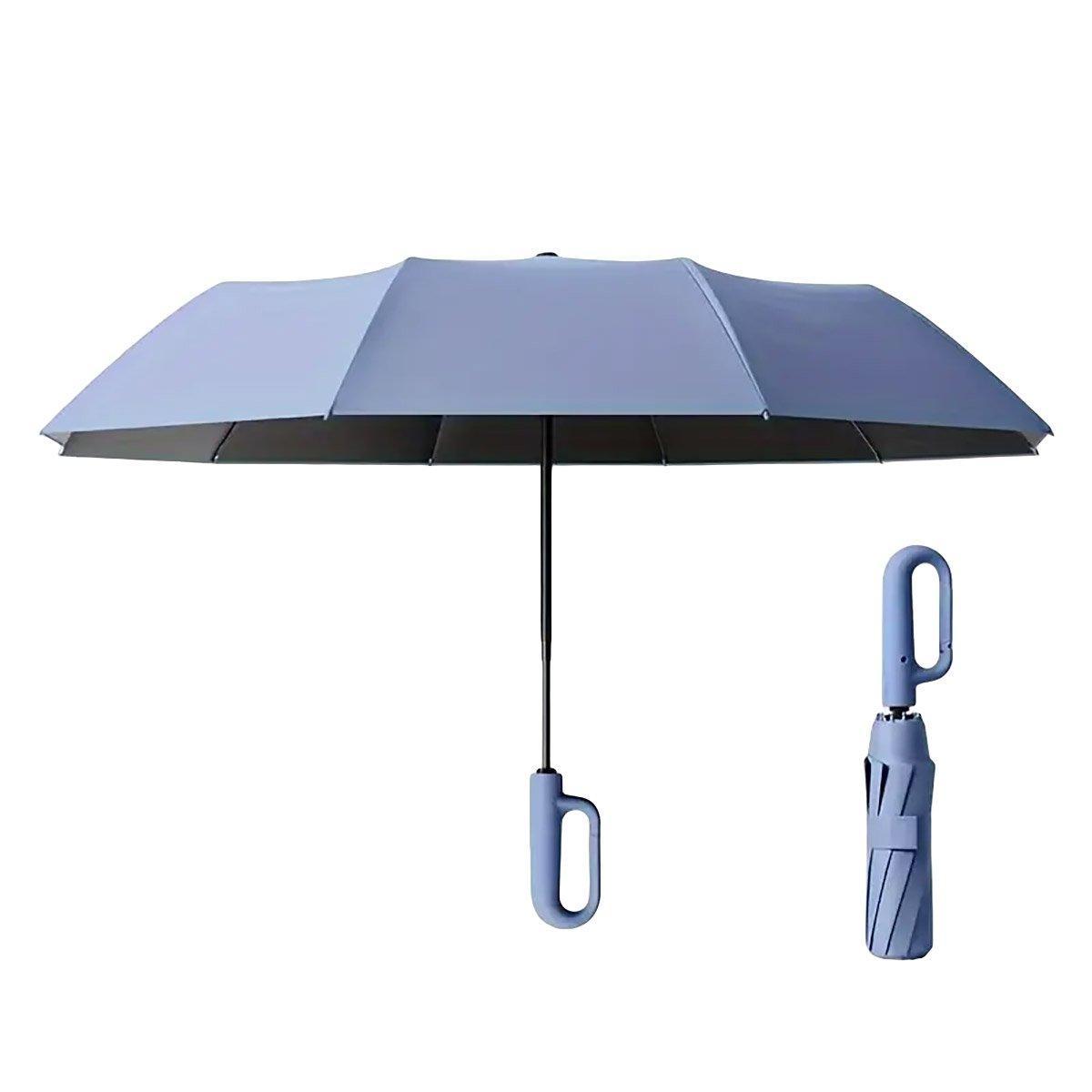 Automatic Folding UV Protection Umbrella Unisex Dual Purpose Rain Sun Umbrella - Grey