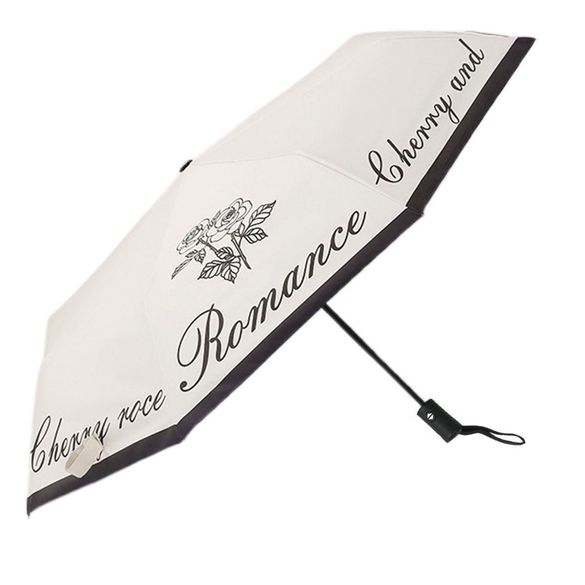 Vintage Rose UV Protection Automatic Manual Tri-fold Sun Rain Umbrella Sunshade - Manual
