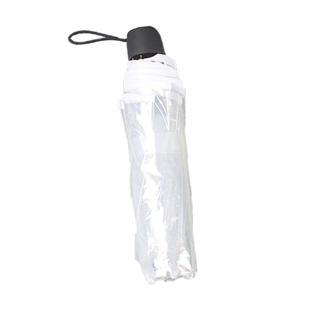 Transparent Folding Umbrella Compact Tri Fold Design Clear Rain Protection Cover - Manually operated-Black