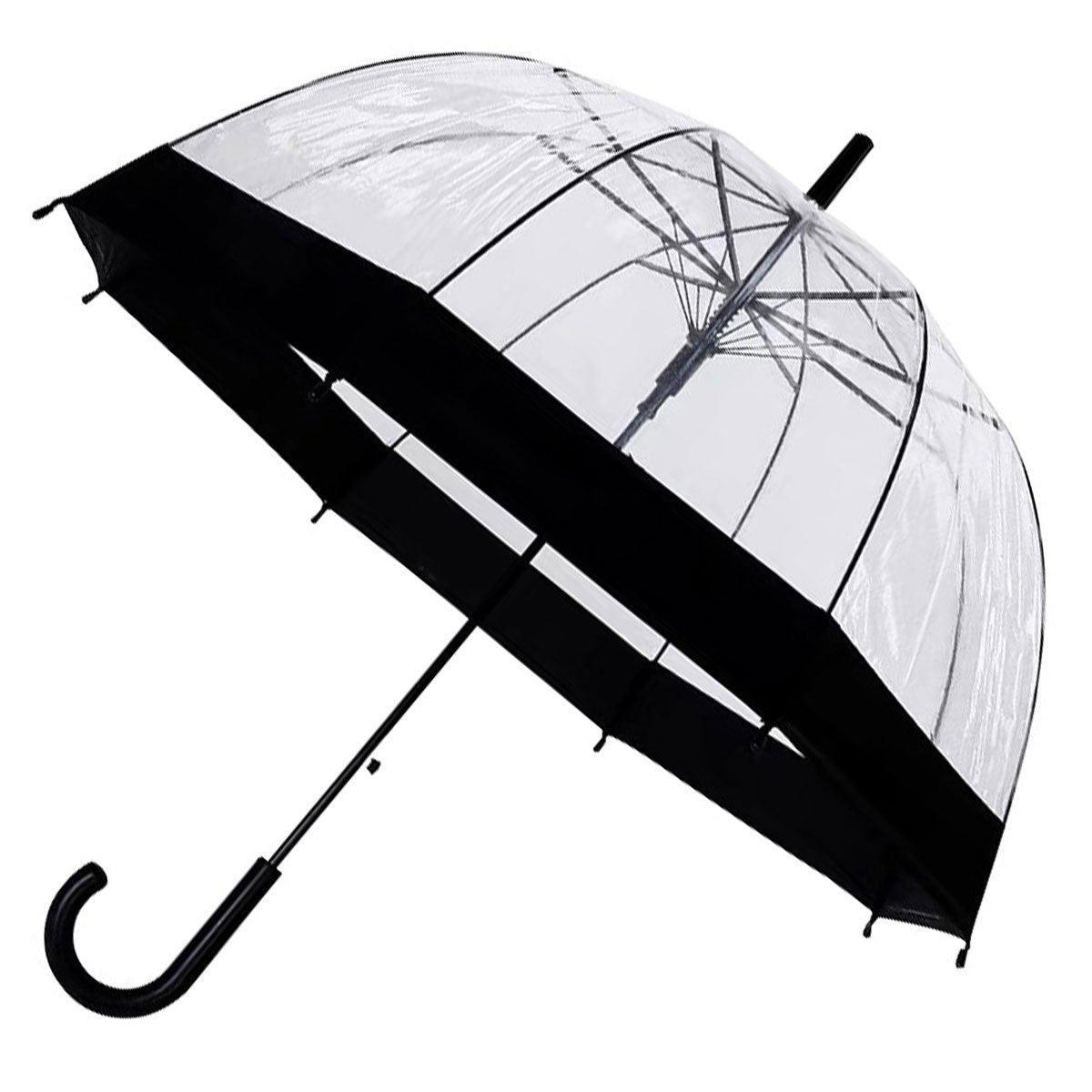 Clear Dome Umbrella Wedding Party Transparent Parasol Handle Waterproof Rain - White