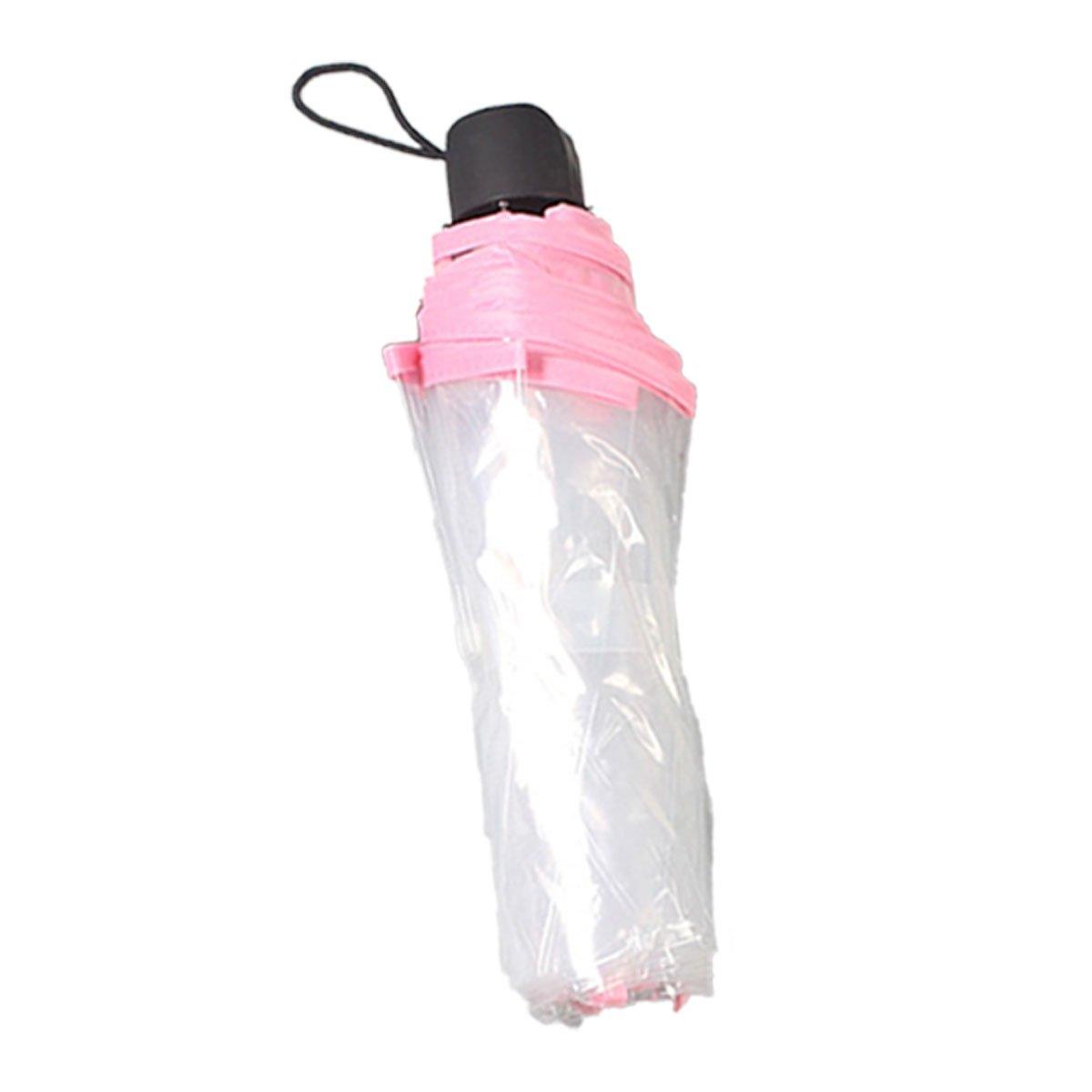 Transparent Folding Umbrella Compact Tri Fold Design Clear Rain Protection Cover - Automation-Black