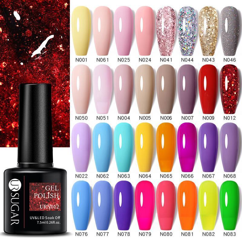 Glitter Nail Gel Polish UV LED Soak Off Varnish Colour Manicure Top Base Coat - UR-13