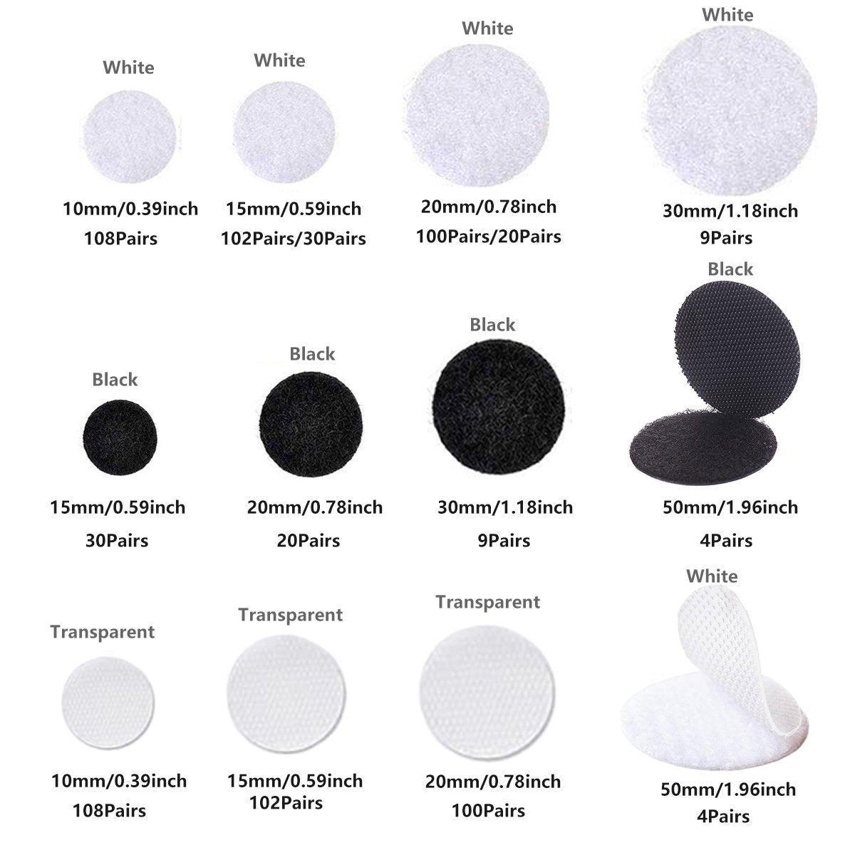Strong Sticky Round Self Adhesive Dots DIY Bond Tape No Mark Fasteners - White 108 Pairs - 10mm