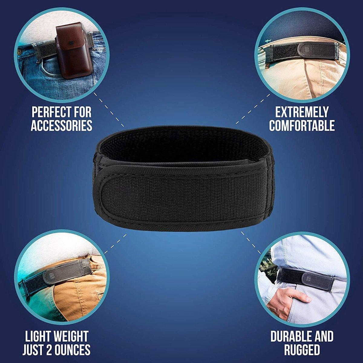 Adjustable Elastic Nylon Belt No Buckle Velcro Leisure Convenient Waistband - Black-S