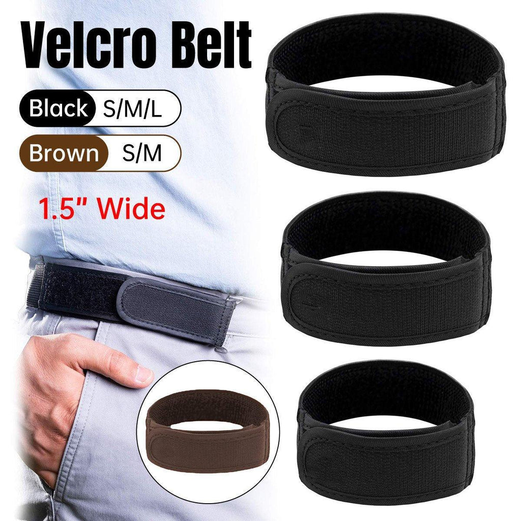 Adjustable Elastic Nylon Belt No Buckle Velcro Leisure Convenient Waistband - Brown-S
