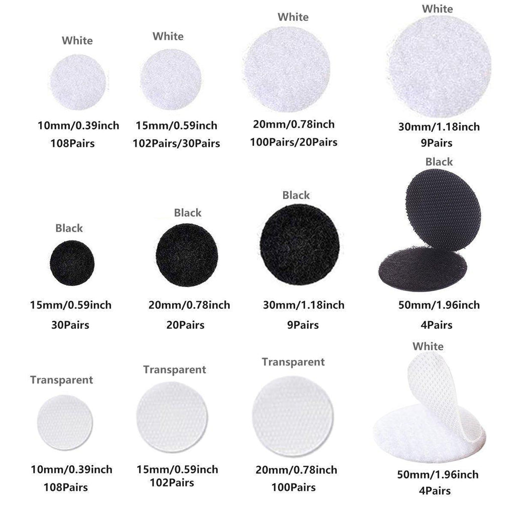 Strong Sticky Round Self Adhesive Dots DIY Bond Tape No Mark Fasteners - Black 20Pairs - 20mm
