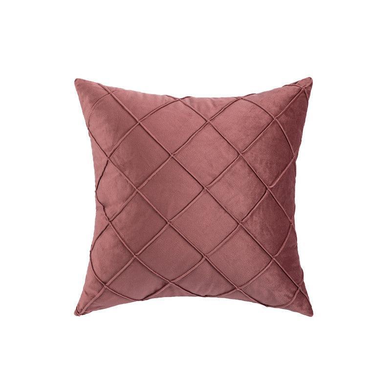 Velvet Cushion Cover Pleated Checked Plaid Plush Decorative Lounge Cushion Cover - Black
