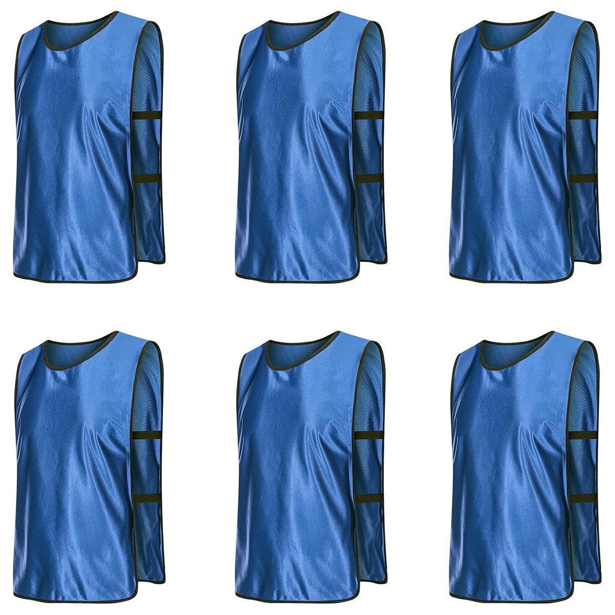6X Sports Training Bibs Soccer Vests Group Team Bibs Basketball Cricket Football - Grass Green-L