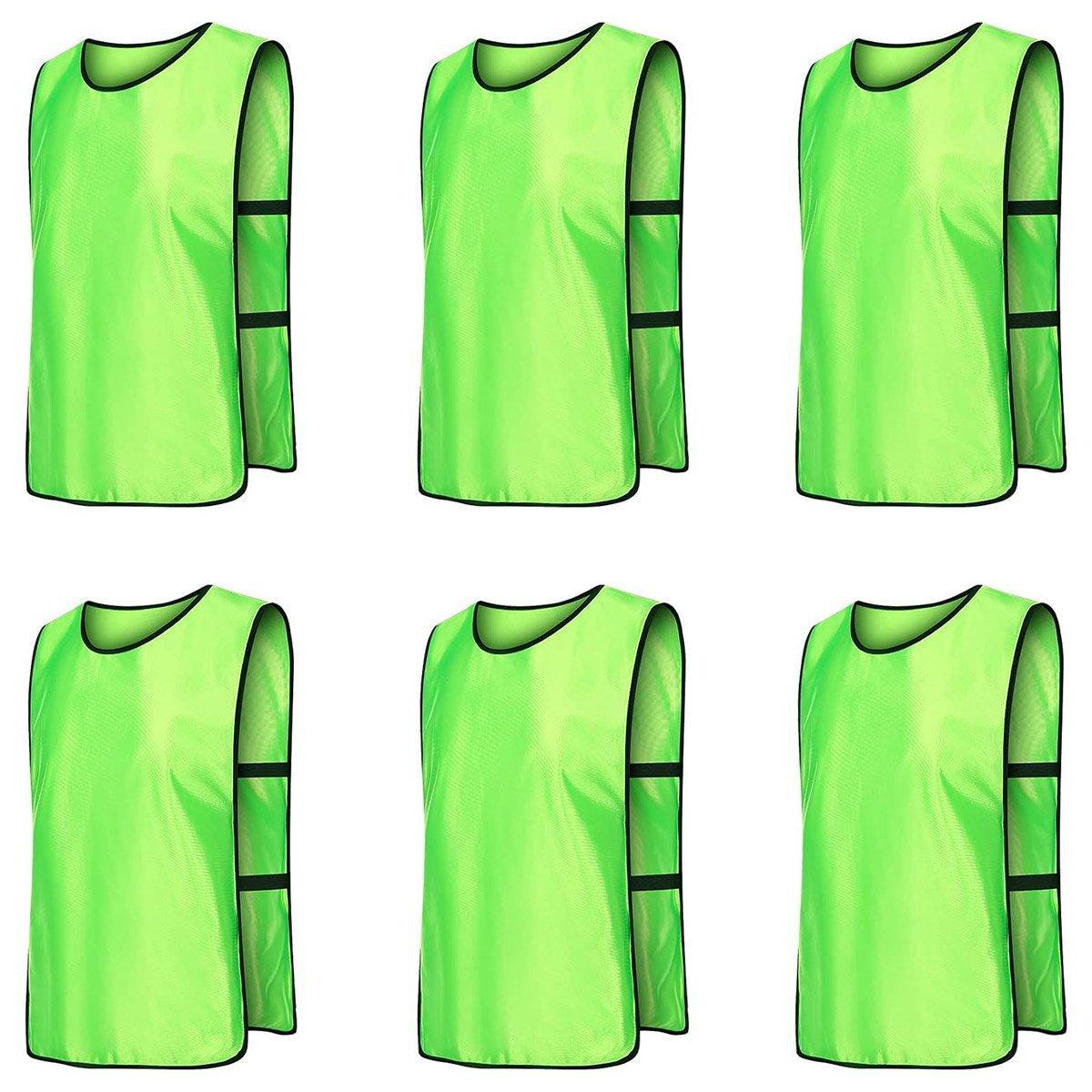 6X Sports Training Bibs Soccer Vests Group Team Bibs Basketball Cricket Football - GrassGreen-M