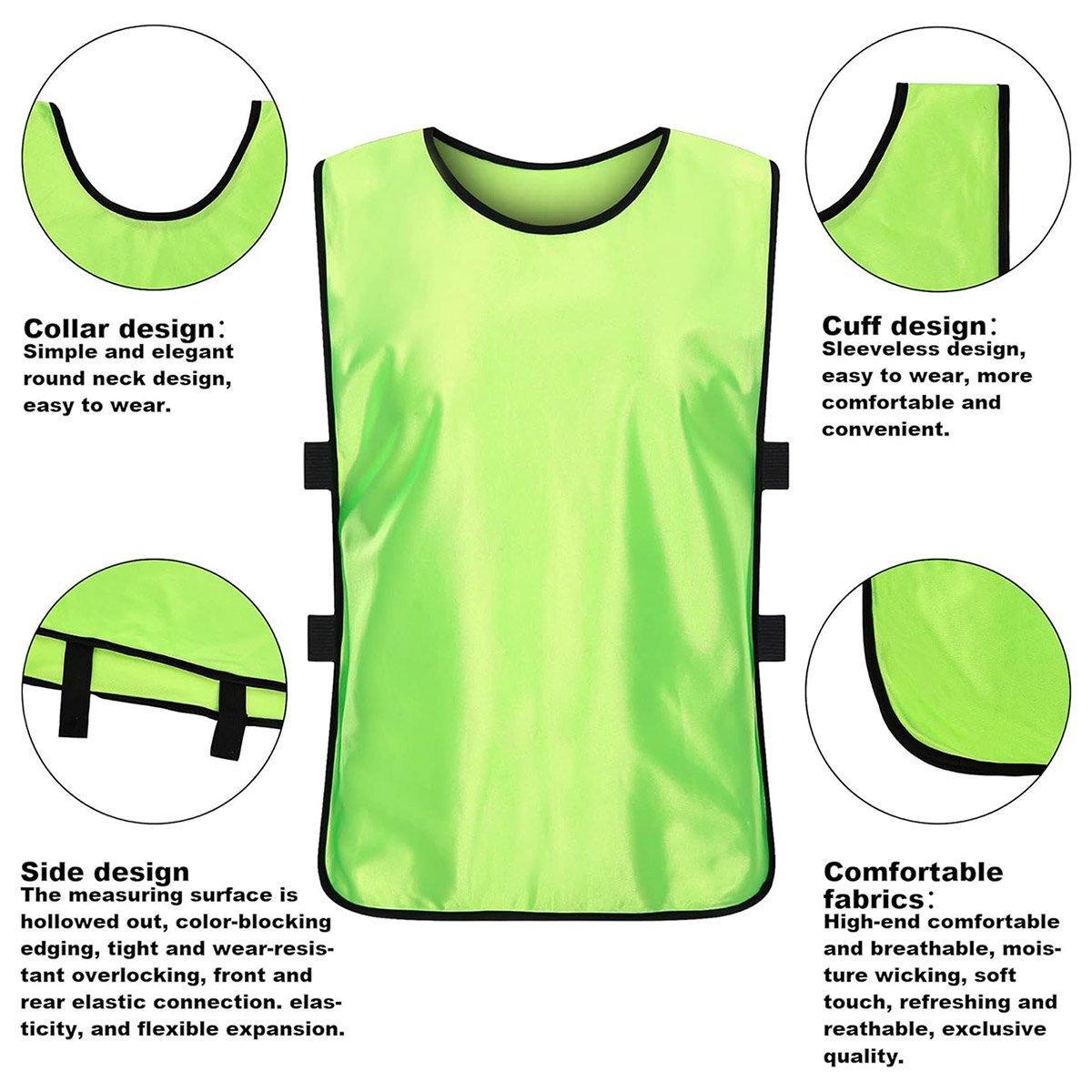 6X Sports Training Bibs Soccer Vests Group Team Bibs Basketball Cricket Football - Red-M