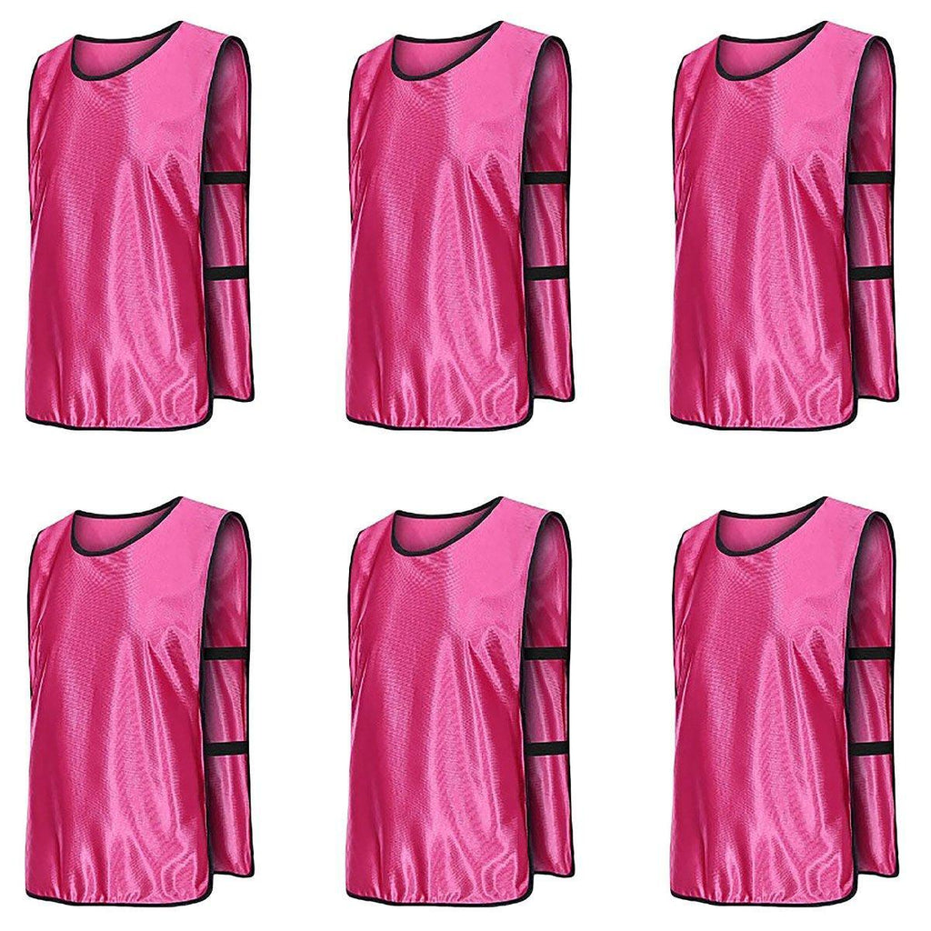 6X Sports Training Bibs Soccer Vests Group Team Bibs Basketball Cricket Football - Fluorescent Green-S
