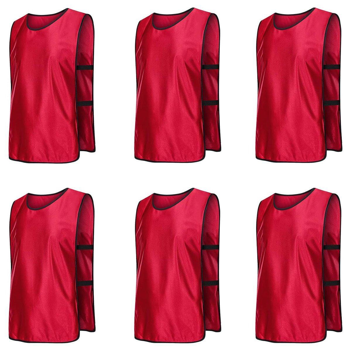 6X Sports Training Bibs Soccer Vests Group Team Bibs Basketball Cricket Football - Fluorescent Green-S
