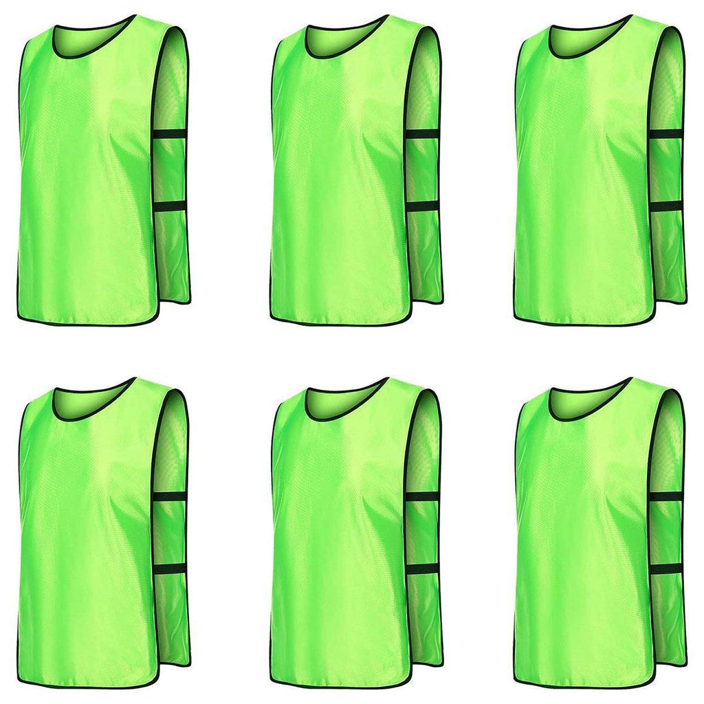 6X Sports Training Bibs Soccer Vests Group Team Bibs Basketball Cricket Football - Fluorescent Green-S