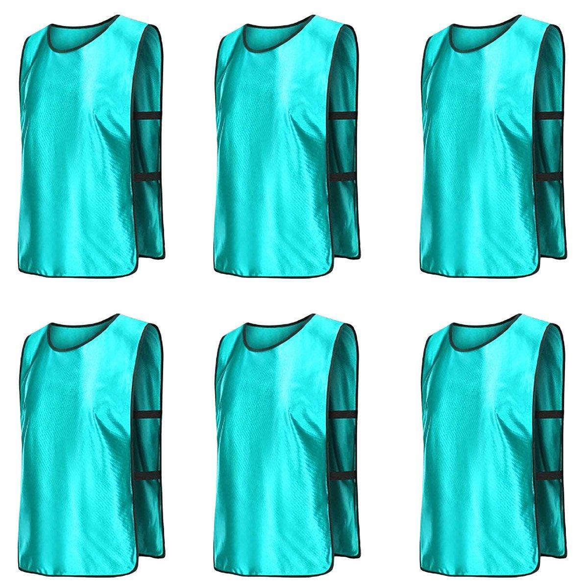 6X Sports Training Bibs Soccer Vests Group Team Bibs Basketball Cricket Football - Grass Green-S