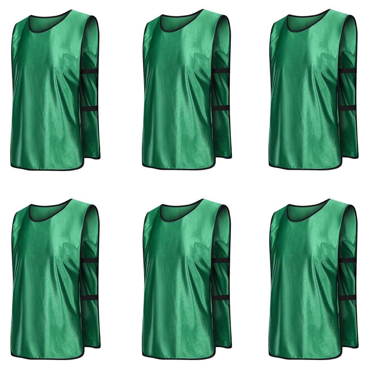 6X Sports Training Bibs Soccer Vests Group Team Bibs Basketball Cricket Football - Grass Green-S