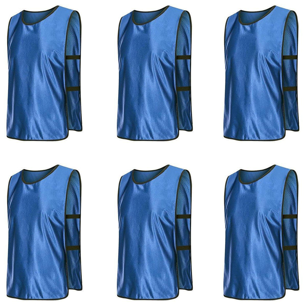 6X Sports Training Bibs Soccer Vests Group Team Bibs Basketball Cricket Football - Red-S