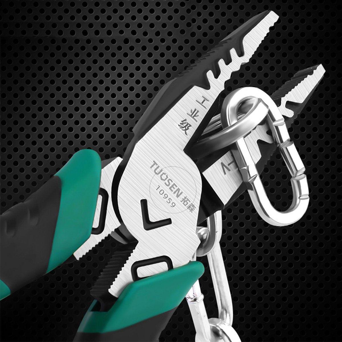 Labor-Saving Multi-Functional Tiger Pliers Flat Needle-Nose Diagonal Wire Pliers - Wire cutters-9inch